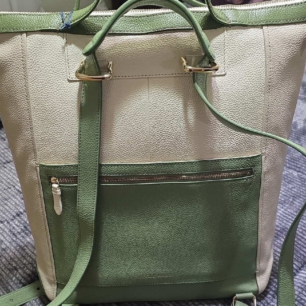 Elegant Green and Cream Tote Bag